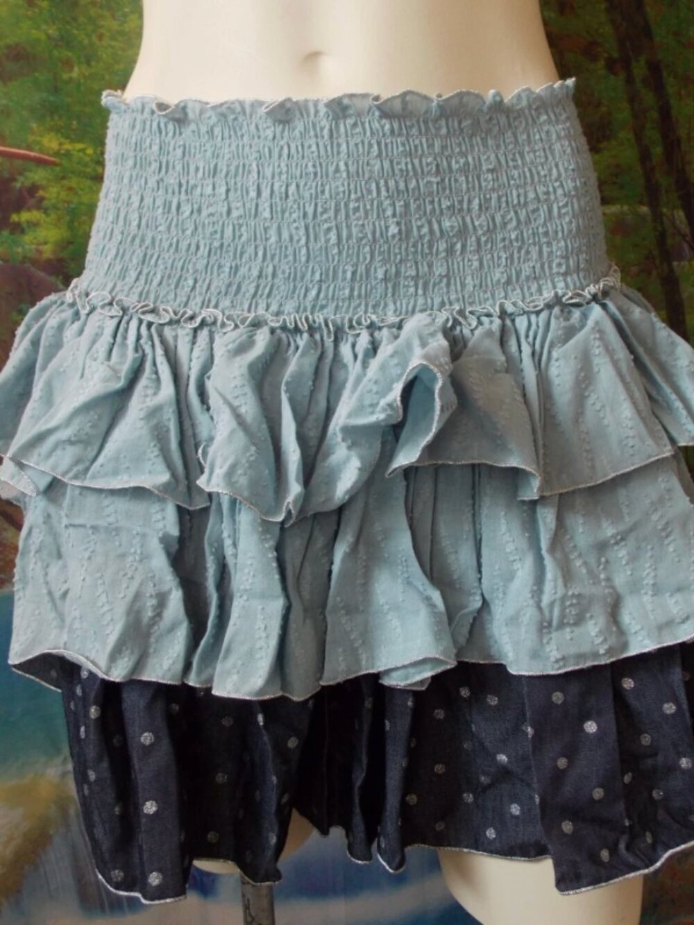 NWT CHIO DI STEFANIA D Blue Ruffle Mini Skirt